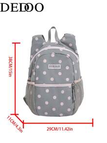 Dedoo Polka Dot Backpack, Contrast Color Zipper Mesh Side Pockets, Lightweight Large Capacity, Student School Bag, Suitable For University Campus, Korean Style Student Daily Use Backpack - Multicolor - View 12