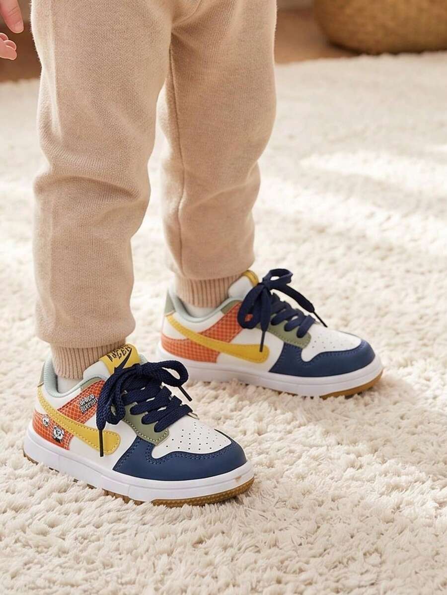 1 Pair 2026 New Girls' Macaron Colorblock Sneakers, Fresh Contrast Color Patchwork Design, Sweet And Cute Girly Style, Suitable For School, Commuting And Weekend Outfits - Blue - View 1