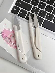 Portable Mini Scissors With Safety Protective Cover, Compact Foldable Stainless Steel Blade Small Scissors, White Lightweight Handheld Craft Scissors, To Store In Pocket, Suitable For Scrapbooking, DIY Crafts, Office Paper Cutting, Student School Use And Daily Home Use - Multicolor - View 8