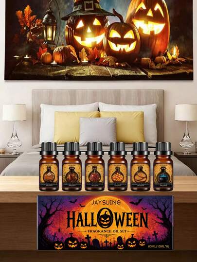 JAYSUING Set Minyak Esensial Aromaterapi Halloween, Kotak Hadiah Pewangi Rumah Diffuser Aroma Liburan, Hadiah Terbaik untuk Keluarga dan Teman, Hadiah Halloween, Hadiah Natal (Model Baru dan Lama Dikirim Acak), Suvenir Liburan, Hadiah Halloween, Hadiah Natal