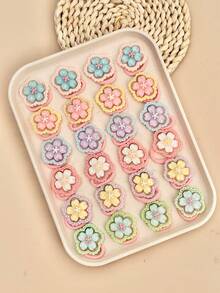 6/14/28pcs Random Assorted Girls Colorful 3D Flower High Elasticity Hair Ties, Sweet Cute Versatile Daily School Travel Braiding Hair Accessories - Multicolor - View 7