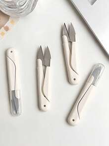 Portable Mini Scissors With Safety Protective Cover, Compact Foldable Stainless Steel Blade Small Scissors, White Lightweight Handheld Craft Scissors, To Store In Pocket, Suitable For Scrapbooking, DIY Crafts, Office Paper Cutting, Student School Use And Daily Home Use - Multicolor - View 7