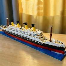 1pc Classic Luxury Cruise Ship Large Model, Micro Mini Building Block Set 3D Model, Creative Stress Relief Assembled Bricks Collectible Display, Birthday Gift, No Lighting, Includes Assembly Tools - Multicolor - View 6