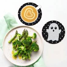 8pcs Diamond Painting Set, Cartoon Halloween Theme Coaster Set, Shiny Diamond Art Wooden Mosaic Craft Kit, Suitable For Beginners And Adults, Ideal For Holidays And Parties, 3.9x3.9 Inches - View 4