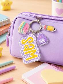 Personalized Name Keychain With Pendant, Cute Backpack Charm, Lunch Box Label, Water Bottle Name Tag, Back To School Label, Bag Jewelry - Multicolor - View 6