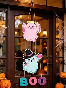 1Set Retro Paper Door Hanging Decor,Ghost Pumpkin Candy Pattern Door Sign,Lightweight Paper Ornament,Indoor Outdoor Wall Entrance Home Room Decor,Party Photo Prop,Gift For Birthday New Year Graduation,Halloween,Halloween Deorations,Christmas - Colorful Ghost - View 8