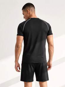 Driftmere [Must-Have For Men] Regular T-Shirt + Shorts Set, American Street Style Outfit, Men's Set Gym Sport - Black - View 2
