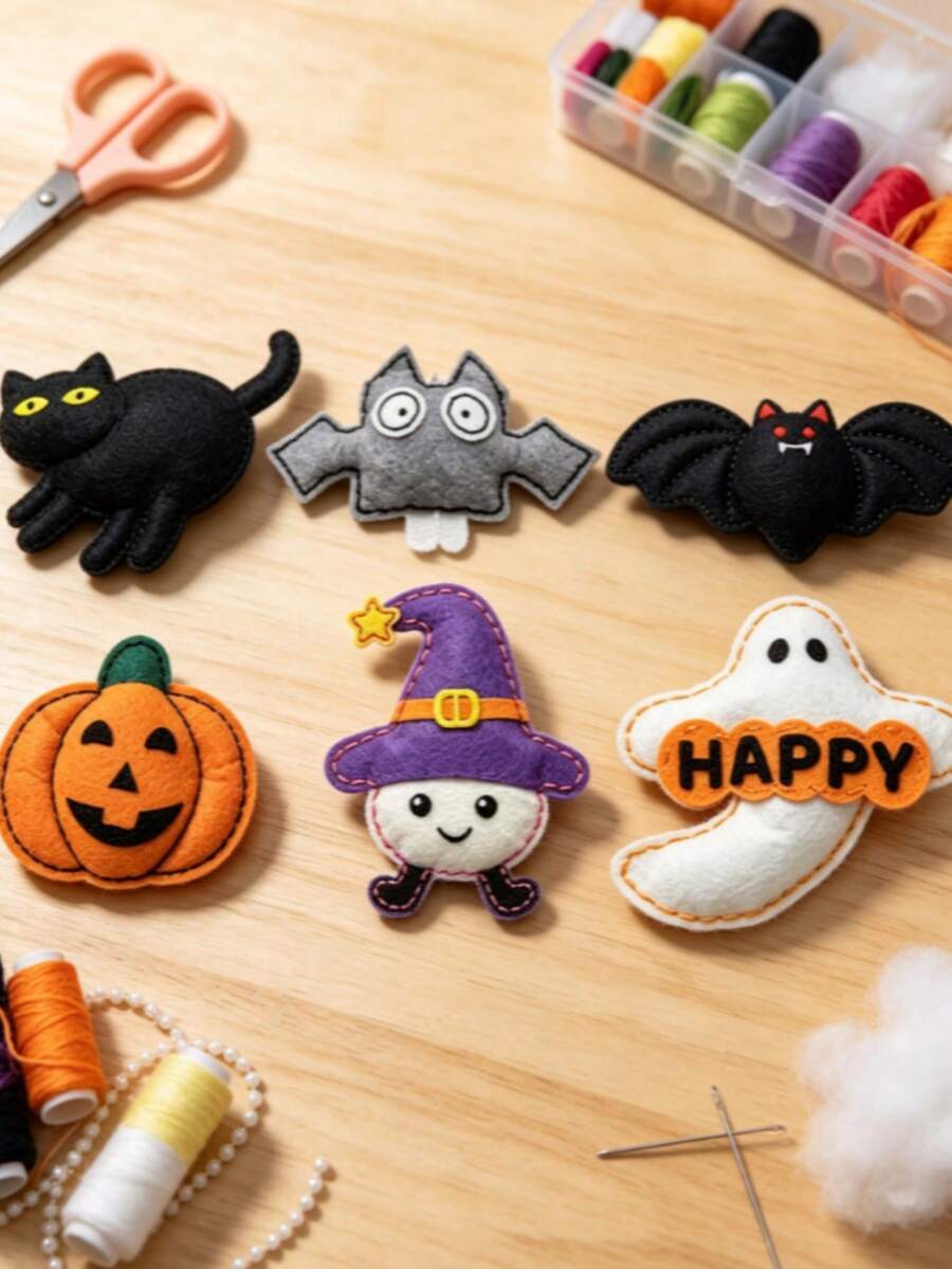 Halloween Ghost Non-Woven Fabric Sewing Craft Kit, Educational DIY Hand-Sewn Pendant Making Set, Creative Handmade Decoration Material Pack - Multicolor - View 1