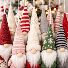 3/1pc Christmas Gnome Hanging Ornaments, Knitted Plush Faceless Gnome Doll Pendants, Grey White Nordic Style Xmas Tree Hanging Decor, For Home Fireplace Party New Year Decoration, Holiday Christmas Gift - View 1