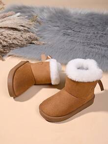 Infant Fashion New Snow Boots With Bow Decoration - Brown - View 3