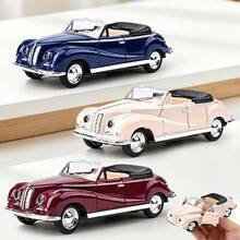 Nostalgic Classic Vintage Convertible Alloy Toy Car, 1:32 Scale Realistic Replica Of Old Luxury Sedan, Thickened Alloy Body Durable And Shock-Resistant, Openable Doors, Detailed Interior Seats And Steering Wheel, Pull-Back Design For Easy Operation Suitable For Young Children; Multiple Vintage Colors With Premium Texture, Multi-Purpose For Play, Collection And Desktop Decoration, Educational Car Toy For Boys, Collectible Ornament, First Birthday Gift, Home Desktop Vintage Decor Set - Multicolor - View 9