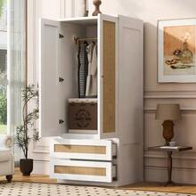 Wardrobe 70*55*170cm, Double-Door Design, With Drawers And Shelves, Doors Made Of Synthetic Fiber Weave - View 3