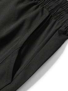 Men's Mesh Patchwork Letter Print Drawstring Waist Joggers, Casual Loose Fit Sports Long Pants, Suitable For Daily Outdoor Wear - Black - View 6
