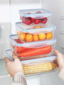 4pcs Sealed Lid Lunch Box Set, Food Storage Container, Leak-Proof Leftover Box, Stackable, Suitable For Freezer/Microwave/Dishwasher, Kitchen Essentials, Kitchen, Lunch Box, Travel Essentials, Food Packaging (Extra Large + Large + Medium + Small) - Multicolor - View 2