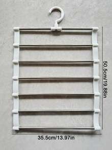 Multi-Layer Stainless Steel Pants Rack - Space-Saving Closet Organizer - Non-Slip, Stackable Design - Suitable For Pants, Jeans, Scarves And Dress Pants - For Closet Storage And Organization - Multicolor - View 9