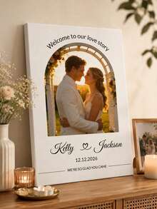 Custom Party Welcome Sign, Custom Hanging Painting, Wedding Welcome Sign, Personalized Name And Photo, Suitable For Funeral Decoration And Various Events - Multicolor - View 5