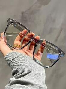 1pc/3pcs Unisex Fashion Glasses, Square Frame, Suitable For Matching Outfits, Style, Transparent Black Frame, Facial Decoration Design - Multicolor - View 9