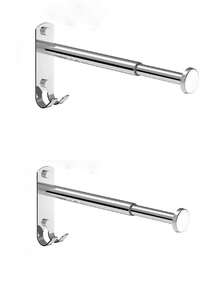 1/2pcs Expandable Multi-Functional Stainless Steel Storage Rack, Suitable For Balcony/Bathroom/Entryway/Wardrobe And More - Multicolor - View 9