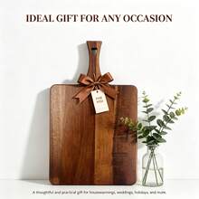 Tábua de Corte de Madeira de Acácia Estilosa com Alça de Apoio, Tábua Multifuncional de Preparo de Alimentos para Decoração de Cozinha, Presente para Todas as Festas de Natal, Casamento, Colheita e Halloween - Castanho - Visão 8