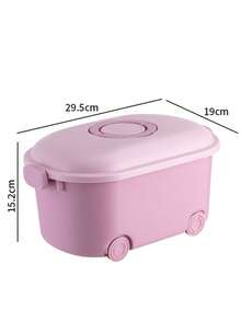 1pc Children's Doll Storage Box With Wheels, Baby Doll & Miscellaneous Items Organizer, Plastic Storage Bin For Home Use - Multicolor - View 7