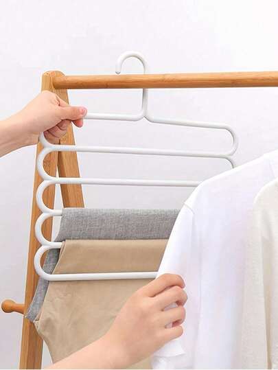 1 buah Gantungan Baju Multi-Lapisan Anti-Selip Warna Putih - Hemat Ruang - Cocok untuk Celana, Pakaian, Dasi, Syal, Seprai, Serbaguna