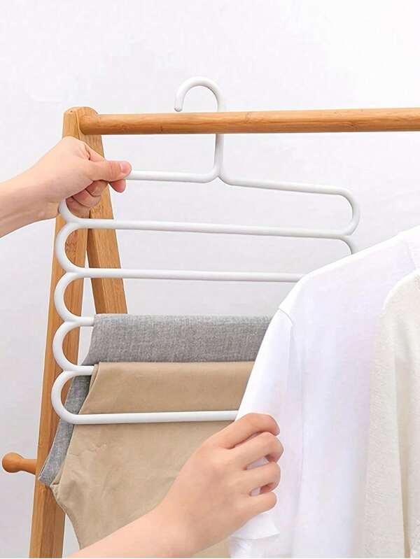1pc White Non-Slip Multi-Layer Hanger - Space-Saving - Suitable For Pants, Clothes, Ties, Scarves, Bed Sheets, Multi-Purpose