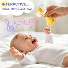 Flower-Shaped Silicone Multi-Function Rattle Toy, Bright Colors With Rattle, Exercises Baby's Visual And Auditory Abilities, Multiple Biting Points Teething Toy, Bottom With Suction Cup - Multicolor - View 6
