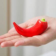 1pc Ceramic Cute Red Chili Pepper Shaped Chopstick Holder, Creative Spoon & Fork Holder, Kitchen Chopstick Holder, Kitchen Decoration Tabletop Ornament - View 5