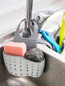 1pc Wall-Mounted Sink Strainer Basket With Silicone Storage Sponge And Cloth, Creative Kitchen Tool, Restaurant Kitchen Supplies, Kitchen Accessories, Kitchen Decor, Kitchen Gadget, Sink Drainage Filter Basket, Kitchen Essentials - Upgraded Version - View 3