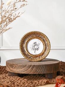 1PC European Style Round Carved Photo Frame, Resin Relief Small Round Picture Frame, Ins Style Desktop Display, Rococo Vertical Photo Stand, Palace Style Photo Frame, Portrait Art Frame, Craft Display Frame, Suitable For Wedding Photo Small Frame, Vanity, Desk, Fireplace, Entryway Decor Frame, Photography Prop Frame, Gift Frame - A - View 2