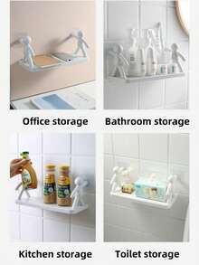 1 buah Rak Penyimpanan Kreatif, Organizer Perlengkapan Kamar Mandi Bentuk Pria Kecil yang Lucu, Rak Penyimpanan Kosmetik, Rak Penyimpanan Perekat, Aksesoris Kamar Mandi, Perlengkapan Rumah Tangga, Rak Penyimpanan Kosmetik Kamar Mandi Tanpa Bor, Organizer Toples Bumbu Dapur - MultiWarna - View 8