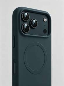 VRNOEI Deep Green Magnetic Minimalist Protective Case, Compatible With IPhone 17 Pro Max, 11 13 12 14 15 16 Pro Max, Supports Wireless Charging, Velvet Camera Protection, Series Phone Case, Unisex Phone Case Accessory - Dark Green - View 2