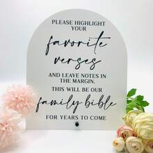 婚禮聖經賓客名單告示牌附支架，白色壓克力家庭聖經婚禮告示牌，適用於接待會與活動派對 - 家庭婚禮名單牌 - 查看 3