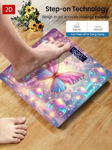 Butterfly Lightweight Purple Body Weight Scale, Throom With Backlit LED Display, High Precision, Max Capacity 400 Lbs/180 Kg - Multicolor - View 9