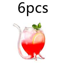 300ml 吸血鬼玻璃杯，創意玻璃杯，醒酒杯，馬克杯，內置吸管，果汁杯，冰淇淋香檳，居家，派對，夜店，玻璃器皿，戶外露營 - 透明 - 查看 12