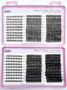 Eyelash Book Set, Includes 60D 80D 100D Three Specifications, 600pcs Large Capacity Eyelash Book, 8D Super Fluffy Soft Comfortable High Quality DIY Eyelash Clusters, Lower Eyelash Russian Eyelash Extension Set, Single Eyelash, 3D Dense Eyelash Clusters, D-Curl Eyelash Clusters Set, 10-18mm, DIY Eyelash Extension At Home, Single Eyelash Clusters - D - View 3