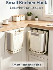 1pc Wall-Mounted Folding Trash Can, Multi-Function Large Capacity Wide Mouth Garbage Collection Bin, Kitchen Hanging Folding Trash Can, Bathroom Trash Bag Holder, Cabinet Hanging Trash Storage, Car Trash Storage, Kitchen Accessories - Multicolor - View 3