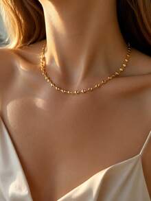 VceTd Juego de 2 Collares de Acero Inoxidable Estilo Romántico Minimalista para Mujer con Collar con Colgante de Corazón y Collar con Cadena de Corazón, Adecuado para que las Mujeres lo Usen en Citas o Compromisos o como Regalo de Vacaciones para Seres Queridos - Amarillo Oro - Ver 4
