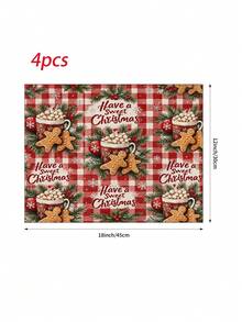 Taplak Meja, Alas Piring, dan Sarung Bantal Motif Permen Kue Jahe Natal, Gaya Natal, Dekorasi Rumah dan Dapur Natal, Cocok untuk Dekorasi Rumah dan Pesta Natal - MultiWarna - View 13