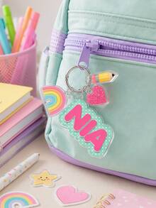 Personalized Girls Bag Name Tag With Charm, Backpack Keychain, Lunch Box Tag, Water Bottle Name Tag, Back To School Tag, Birthday Gift, Daycare Label - Multicolor - View 3