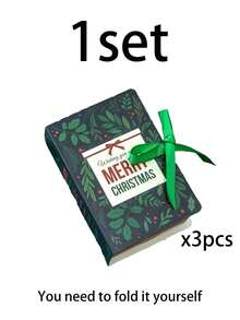 1 Set Christmas And Thanksgiving Book-Shaped Gift Box, Santa Claus Holiday Gift Box, Christmas Eve Gift, Party Gift Exchange, Jewelry Storage, Suitable For Gifting And Personal Use, Christmas Gift Packaging Box - Multicolor - View 11