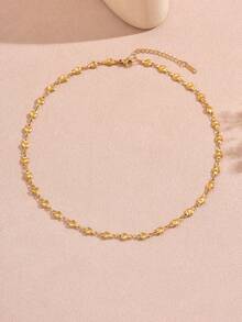 VceTd Juego de 2 Collares de Acero Inoxidable Estilo Romántico Minimalista para Mujer con Collar con Colgante de Corazón y Collar con Cadena de Corazón, Adecuado para que las Mujeres lo Usen en Citas o Compromisos o como Regalo de Vacaciones para Seres Queridos - Amarillo Oro - Ver 6