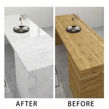 1 Roll Marble Pattern Wallpaper, Self-Adhesive Kitchen Sticker, Waterproof Oil-Proof Kitchen Sticker, Window Sill, Bay Window Cabinet, Desktop Sticker, Furniture Renovation Wallpaper Sticker, Removable Self-Adhesive Granite Vinyl Film Waterproof Roll Thick, Easy To Clean And Install Kitchen Decor Sticker, Bathroom Wall Decor Wallpaper - Marble - View 7