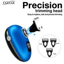 CGECGE Electric Shaver, Electric Bald Head Shaver, Rotary Shaver, IPX6 Waterproof, Wet And Dry Use, Easy To Clean, Contour To The Face, Floating Head, Screen Display, Type-C Charging, Underarm, Leg, Arm, Body Hair Removal Tool, Holiday Gift. - 藍色套裝 - 查看 7