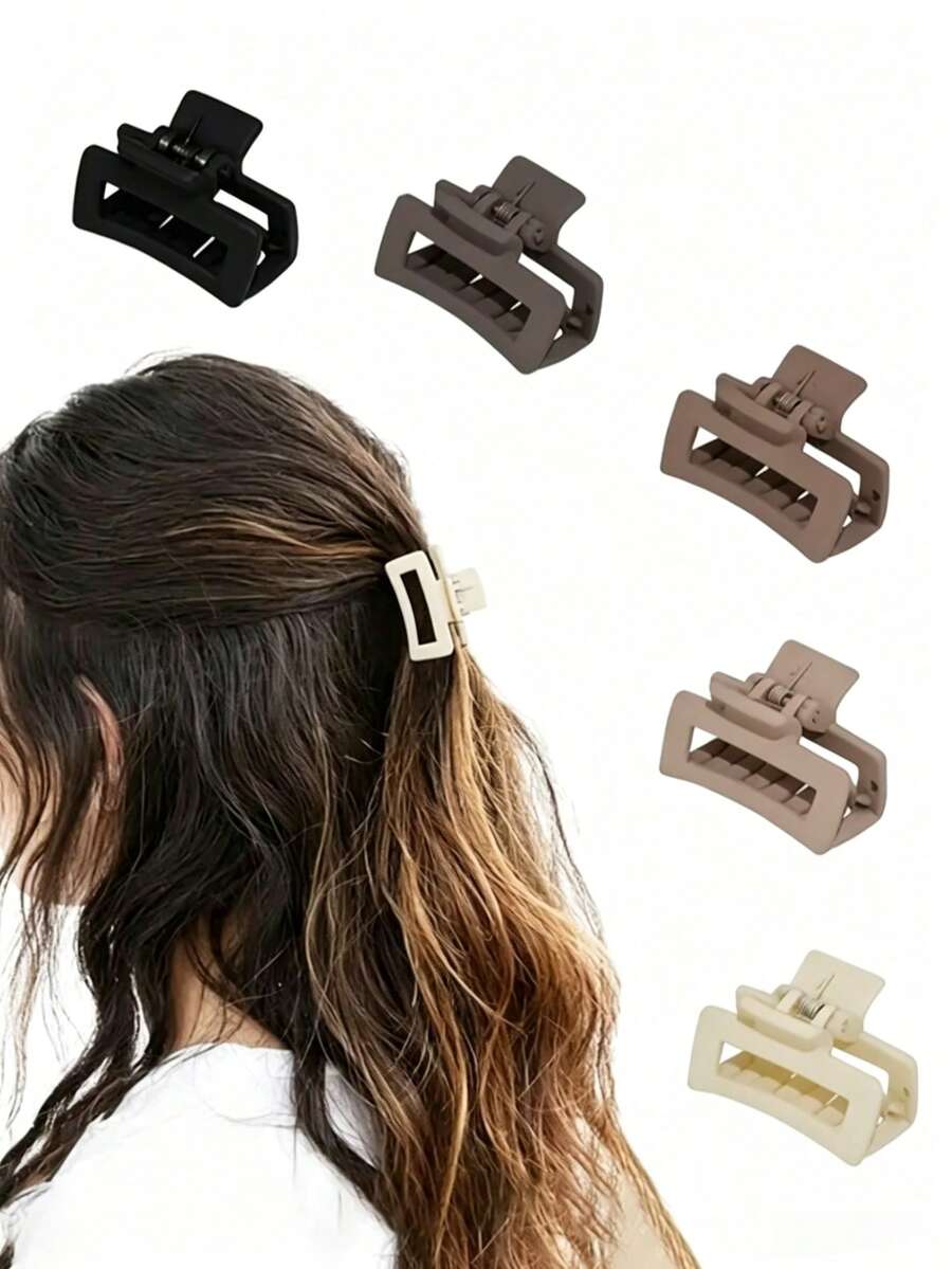 5Pcs Premium 4.3cm Small Hair Clips, Milk Coffee Color, Side Bangs Hair Accessory - Multicolor - View 1