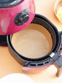50Pcs Round Disposable Air Fryer Liners, Heat Resistant Non-Stick Oilproof Parchment Paper, Cooking Liner For Home Kitchen Baking Roasting Birthday Party Cooking Supplies - Multicolor - View 6