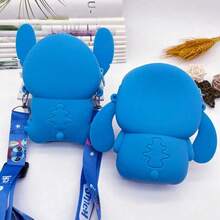 1pc Disney Stitch Cute Cartoon Silicone Crossbody Coin Purse, Multi-Functional Waterproof Bag - Multicolor - View 4
