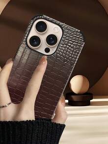 1pc Crocodile Pattern Microfiber Leather Soft Shockproof Anti-Drop Phone Soft Case With Speaker Hole Sound Redirection Design For Apple 17 Pro Max/16 Pro Max/16plus/13 ProMax/14 ProMax 13 14 11 12pro 11/15pro/18/18promax/Galaxy S24 Ultra, Holiday Gift - Burgundy - View 7