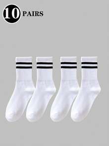 20/15 Pairs Moisture-Wicking, Breathable Casual Knit Socks, Invisible Socks Unisex, Solid Color Yoga/Sports Socks, Available In 5/10/15/20 Pairs - White - View 6