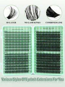 640pcs Eyelash Book, C Curl, Large Capacity, High Quality Low Price, New DIY False Eyelashes, Fluffy Soft, 3D Faux Mink Hair False Eyelashes, Makeup Eyelash Extensions, Short Lightweight DIY Home Eyelash Extension Sheets - D - View 4
